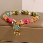 Fortune Jewel Colorful Abacus Beads Auspicious Cloud Tourmaline Positive Bracelet
