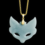 Fortune Jewel Fox Mask Jade Titanium Steel Necklace Luck Pendant