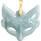 Fortune Jewel Fox Mask Jade Titanium Steel Necklace Luck Pendant