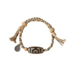 Fortune Jewel Handmade Tibetan Dzi Bead Wealth Protection Braided String Bracelet