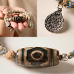 Fortune Jewel Handmade Tibetan Dzi Bead Wealth Protection Braided String Bracelet