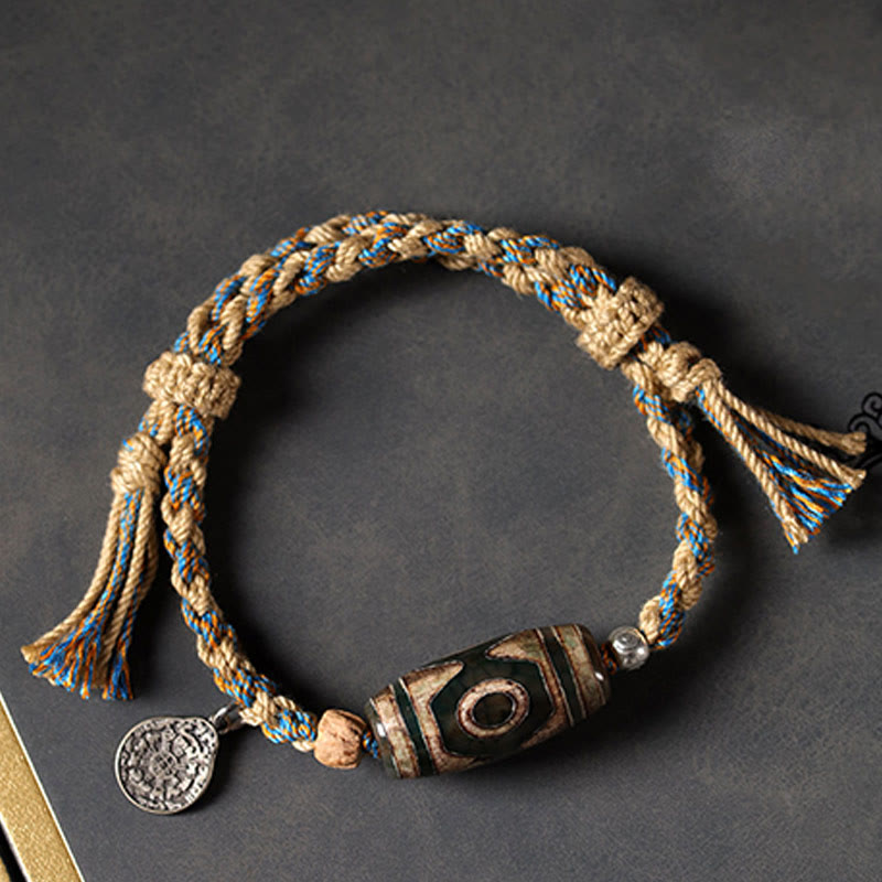 Fortune Jewel "May Blessings Protect Your Journey" Dzi Bead Bracelet Includes Gift Message Card - Fortune Jewel