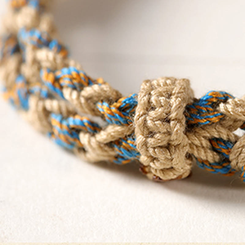 Fortune Jewel Handmade Tibetan Dzi Bead Wealth Protection Braided String Bracelet
