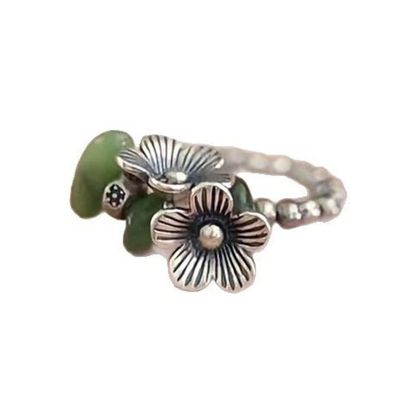 Fortune Jewel Flower Pattern Copper Alloy Luck Elastic Rope Ring