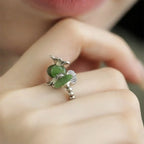 Fortune Jewel Flower Pattern Copper Alloy Luck Elastic Rope Ring