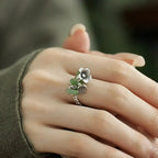Fortune Jewel Flower Pattern Copper Alloy Luck Elastic Rope Ring
