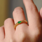 Fortune Jewel Vintage Gourd Green Chalcedony Copper Alloy Wealth Ring