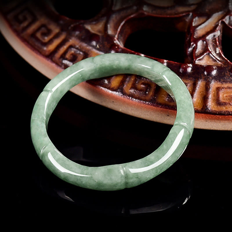 Fortune Jewel Natural Bamboo Design Jade Abundance Ring