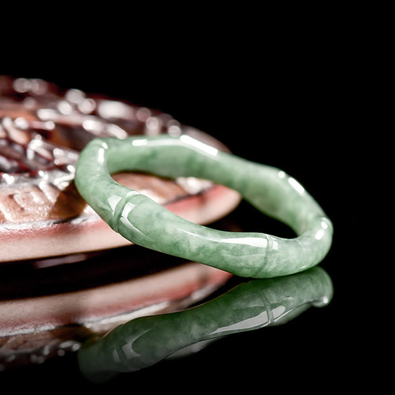 Fortune Jewel Natural Bamboo Design Jade Abundance Ring