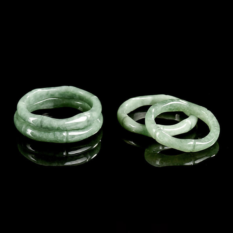 Fortune Jewel Natural Bamboo Design Jade Abundance Ring