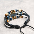 Fortune Jewel Tibetan Evil Eye Leather Adjustable Protection Bracelet