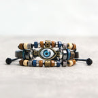 Fortune Jewel Tibetan Evil Eye Leather Adjustable Protection Bracelet