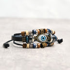 Fortune Jewel Tibetan Evil Eye Leather Adjustable Protection Bracelet