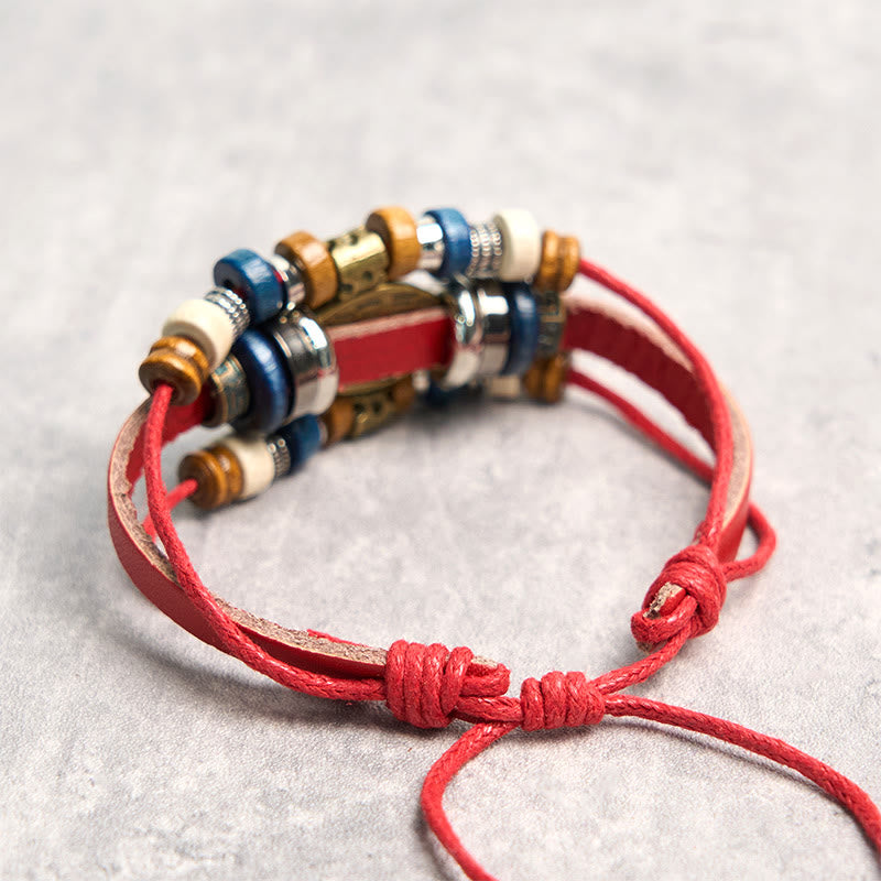 Fortune Jewel Tibetan Evil Eye Leather Adjustable Protection Bracelet