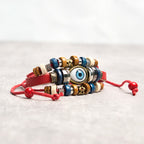 Fortune Jewel Tibetan Evil Eye Leather Adjustable Protection Bracelet