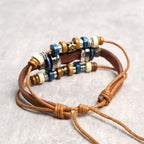 Fortune Jewel Tibetan Evil Eye Leather Adjustable Protection Bracelet