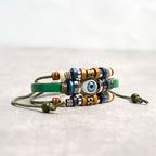 Fortune Jewel Tibetan Evil Eye Leather Adjustable Protection Bracelet