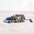 Fortune Jewel Tibetan Evil Eye Leather Adjustable Protection Bracelet
