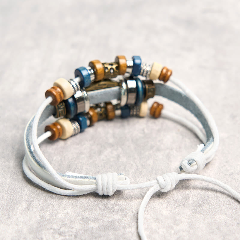 Fortune Jewel Tibetan Evil Eye Leather Adjustable Protection Bracelet