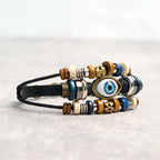 Fortune Jewel Tibetan Evil Eye Leather Adjustable Protection Bracelet