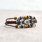 Fortune Jewel Tibetan Evil Eye Leather Adjustable Protection Bracelet