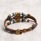 Fortune Jewel Tibetan Evil Eye Leather Adjustable Protection Bracelet