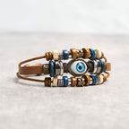 Fortune Jewel Tibetan Evil Eye Leather Adjustable Protection Bracelet
