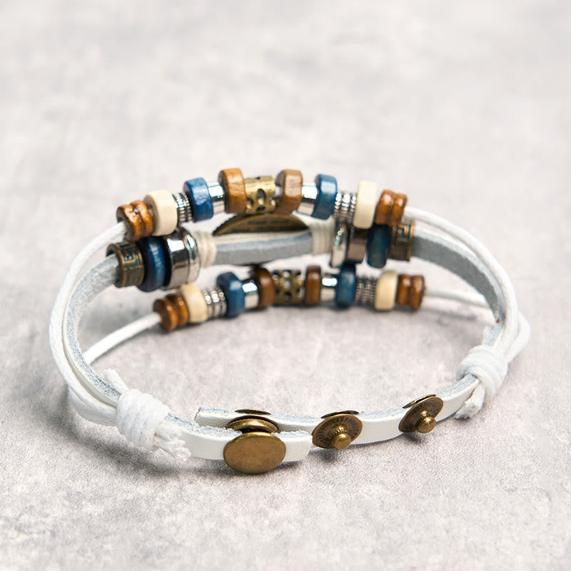Fortune Jewel Tibetan Evil Eye Leather Adjustable Protection Bracelet