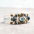 Fortune Jewel Tibetan Evil Eye Leather Adjustable Protection Bracelet