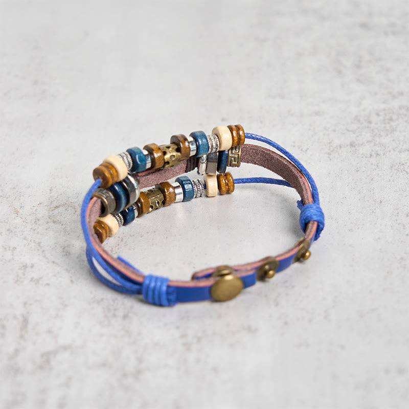 Fortune Jewel Tibetan Evil Eye Leather Adjustable Protection Bracelet