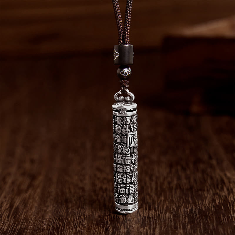 Fortune Jewel Copper Fu Character Dragon Pattern Balance Pendant Necklace