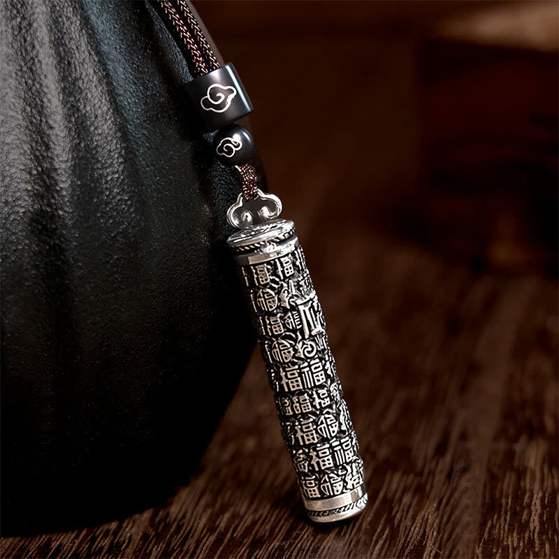 Fortune Jewel Copper Fu Character Dragon Pattern Balance Pendant Necklace