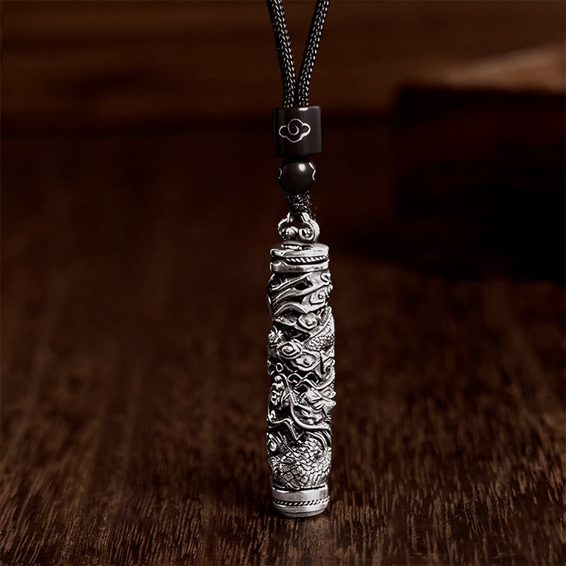 Fortune Jewel Copper Fu Character Dragon Pattern Balance Pendant Necklace