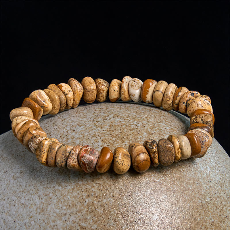 Fortune Jewel Picture Jasper Irregular Blocks Balance Bracelet