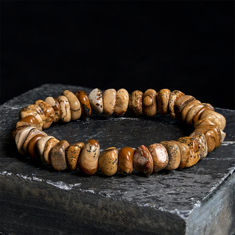 Fortune Jewel Picture Jasper Irregular Blocks Balance Bracelet