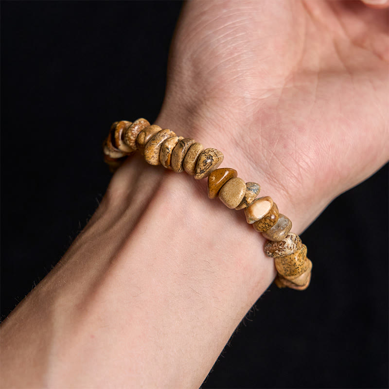 Fortune Jewel Picture Jasper Irregular Blocks Balance Bracelet