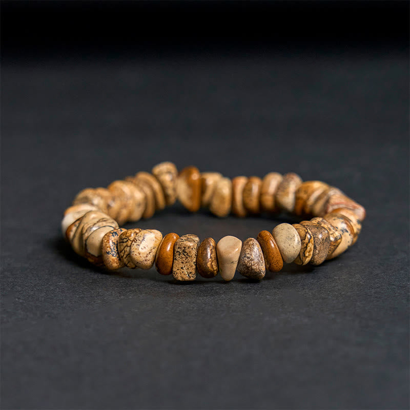Fortune Jewel Picture Jasper Irregular Blocks Balance Bracelet
