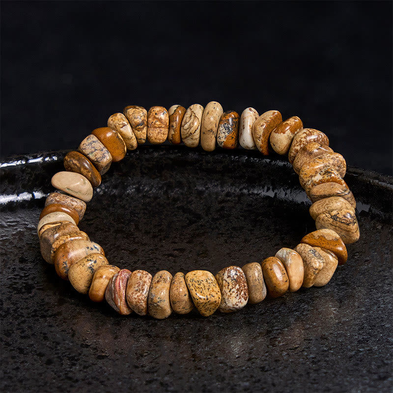Fortune Jewel Picture Jasper Irregular Blocks Balance Bracelet
