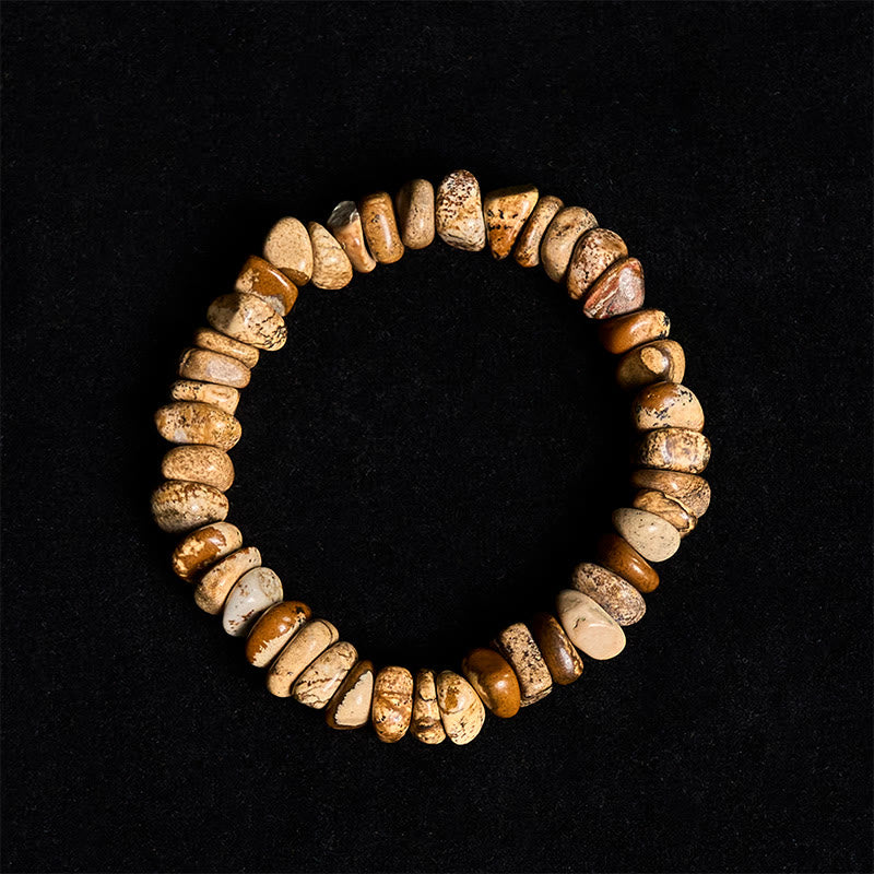 Fortune Jewel Picture Jasper Irregular Blocks Balance Bracelet