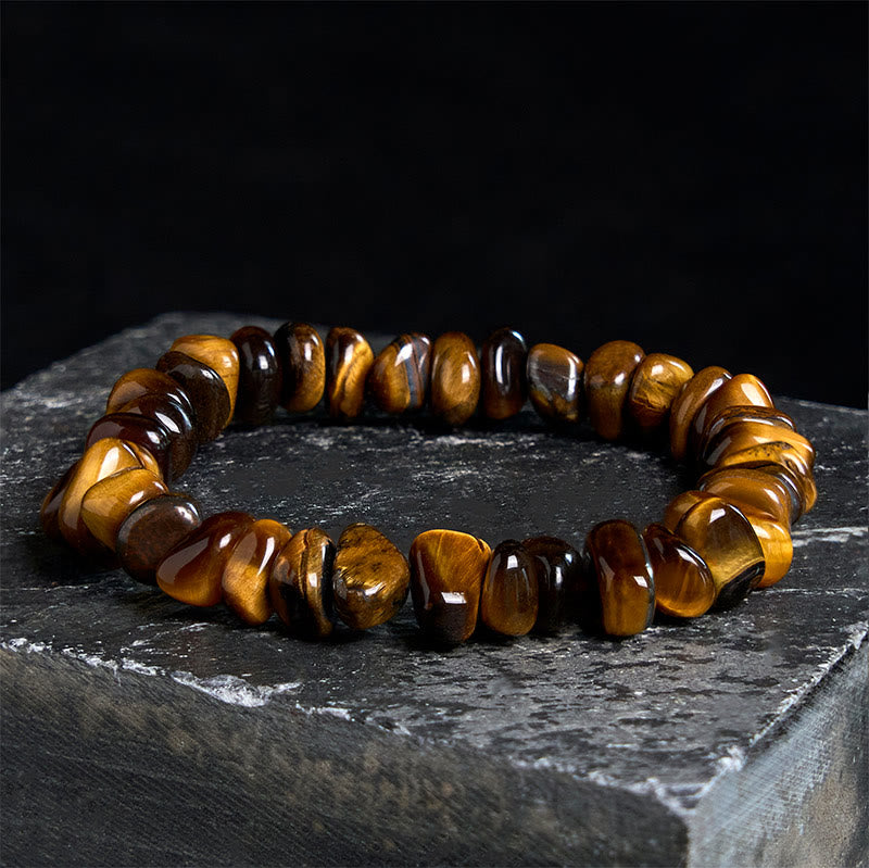 Fortune Jewel Tiger Eye Irregular Blocks Courage Bracelet