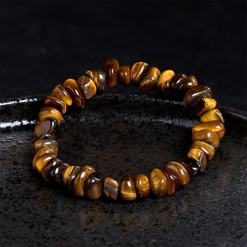 Fortune Jewel Tiger Eye Irregular Blocks Courage Bracelet