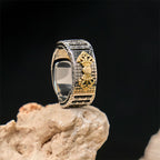 Fortune Jewel Vintage Prayer Wheel Om Mani Padme Hum Copper Adjustable Wealth Ring
