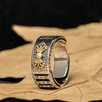 Fortune Jewel Vintage Prayer Wheel Om Mani Padme Hum Copper Adjustable Wealth Ring
