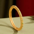 Fortune Jewel Hollow Filigree Design Copper Plated Gold Wealth Bracelet Bangle