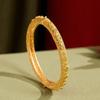 Fortune Jewel Hollow Filigree Design Copper Plated Gold Wealth Bracelet Bangle