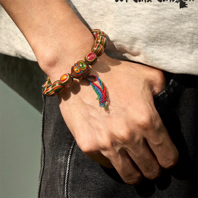 Fortune Jewel Colorful Rainbow Eucalyptus Gourd Positive Bracelet Fortune Jewel