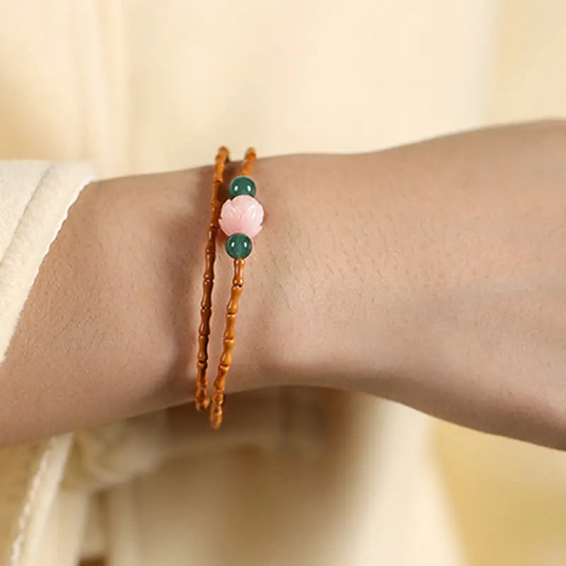 Fortune Jewel Ultra-fine Olive Pit Lotus Inner Strength Double Circle Bracelet Fortune Jewel