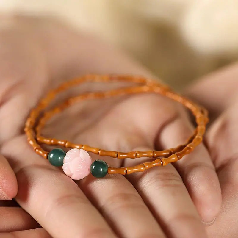 Fortune Jewel Ultra-fine Olive Pit Lotus Inner Strength Double Circle Bracelet Fortune Jewel