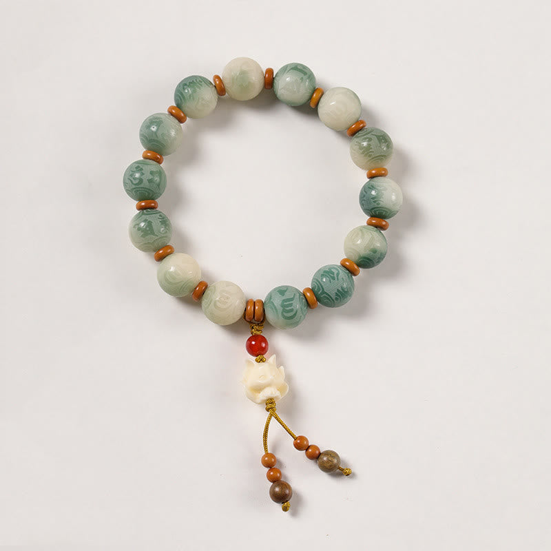 Fortune Jewel Gradient Bodhi Seed Om Mani Padme Hum Carved Zakiram Peace Bracelet Fortune Jewel
