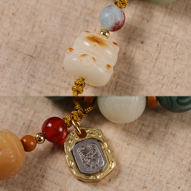Fortune Jewel Gradient Bodhi Seed Om Mani Padme Hum Carved Zakiram Peace Bracelet Fortune Jewel